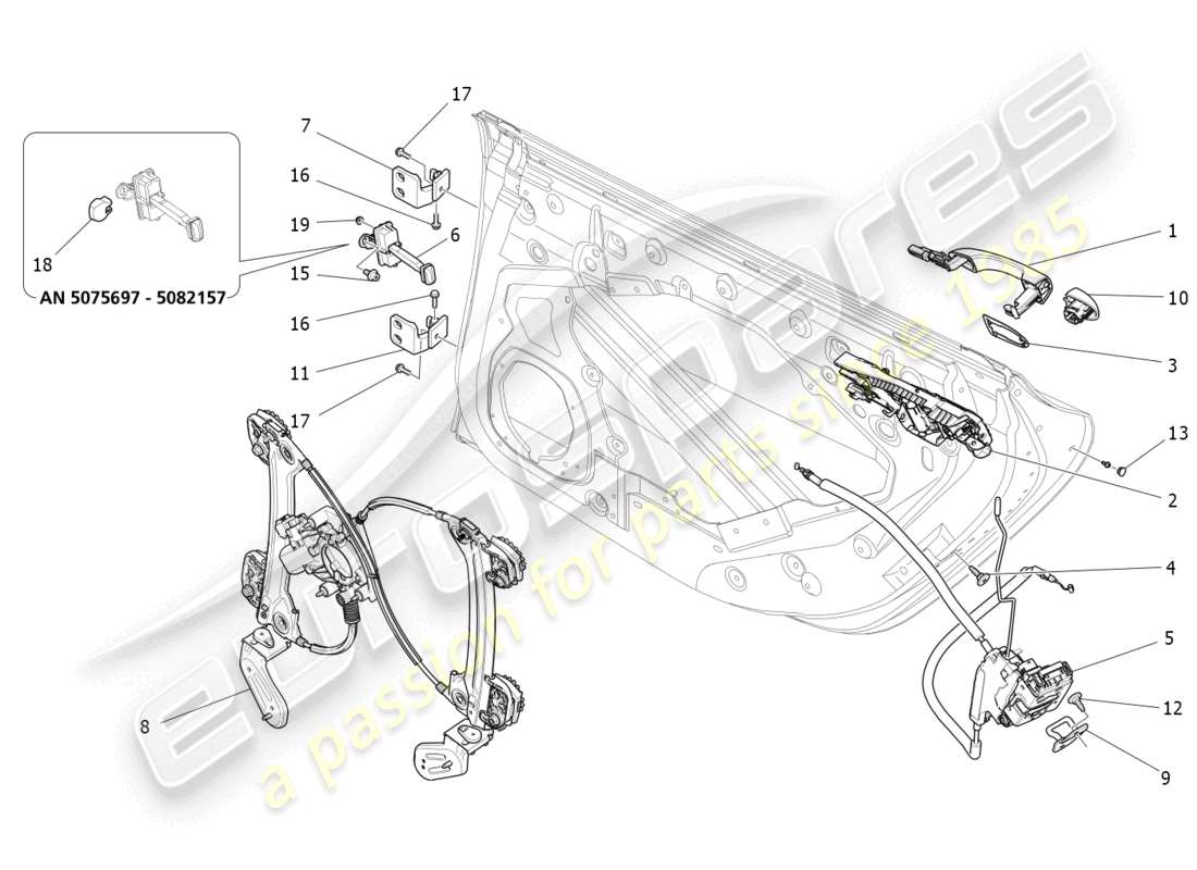 maserati ghibli (2016) hintere türen: mechanismen teilediagramm