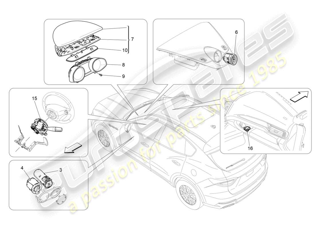 maserati levante modena s (2022) dashboard-geräte ersatzteildiagramm