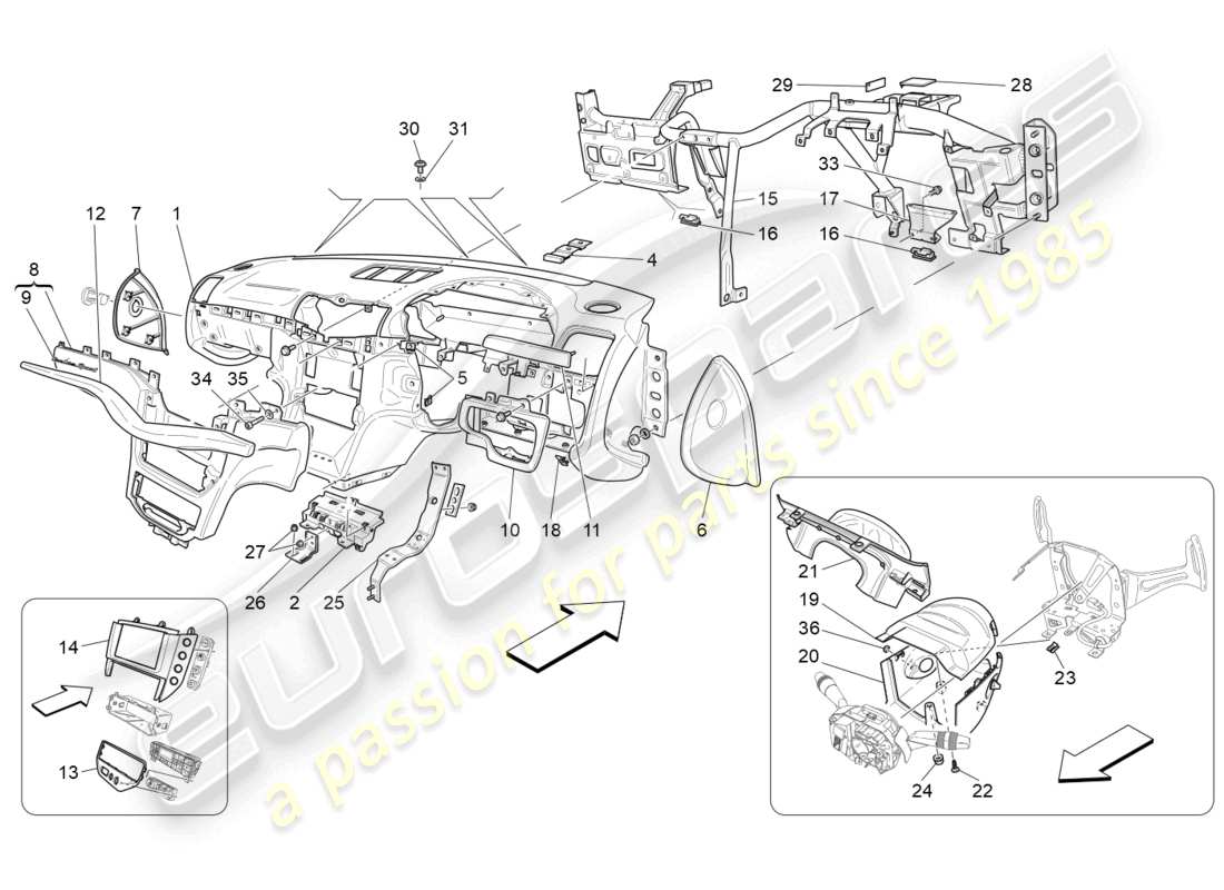 maserati grancabrio mc (2013) dashboard unit ersatzteildiagramm
