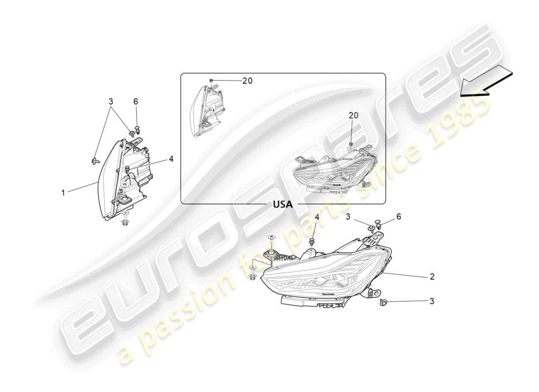 maserati ghibli fragment (2022) scheinwerfer-cluster teilediagramm