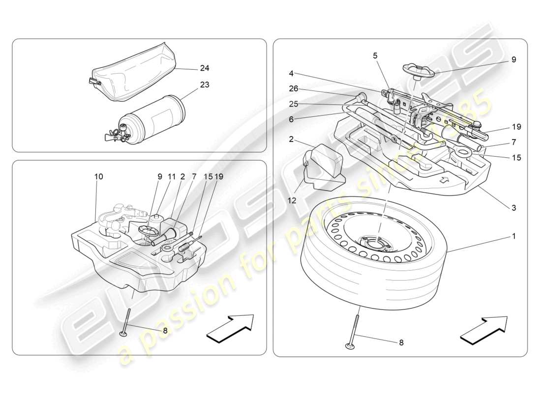 maserati levante tributo (2021) standardmässig mitgeliefertes teilediagramm