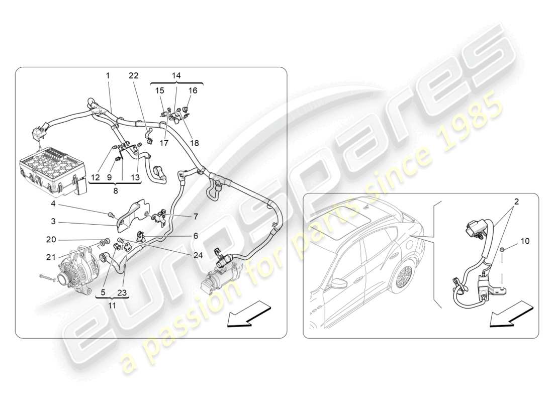 maserati levante tributo (2021) hauptverkabelung teilediagramm