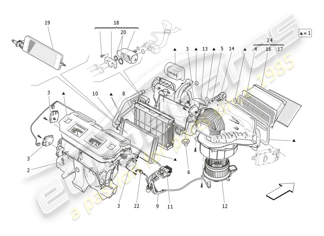 maserati ghibli (2014) klimaanlage: armaturenbrettgeräte ersatzteildiagramm