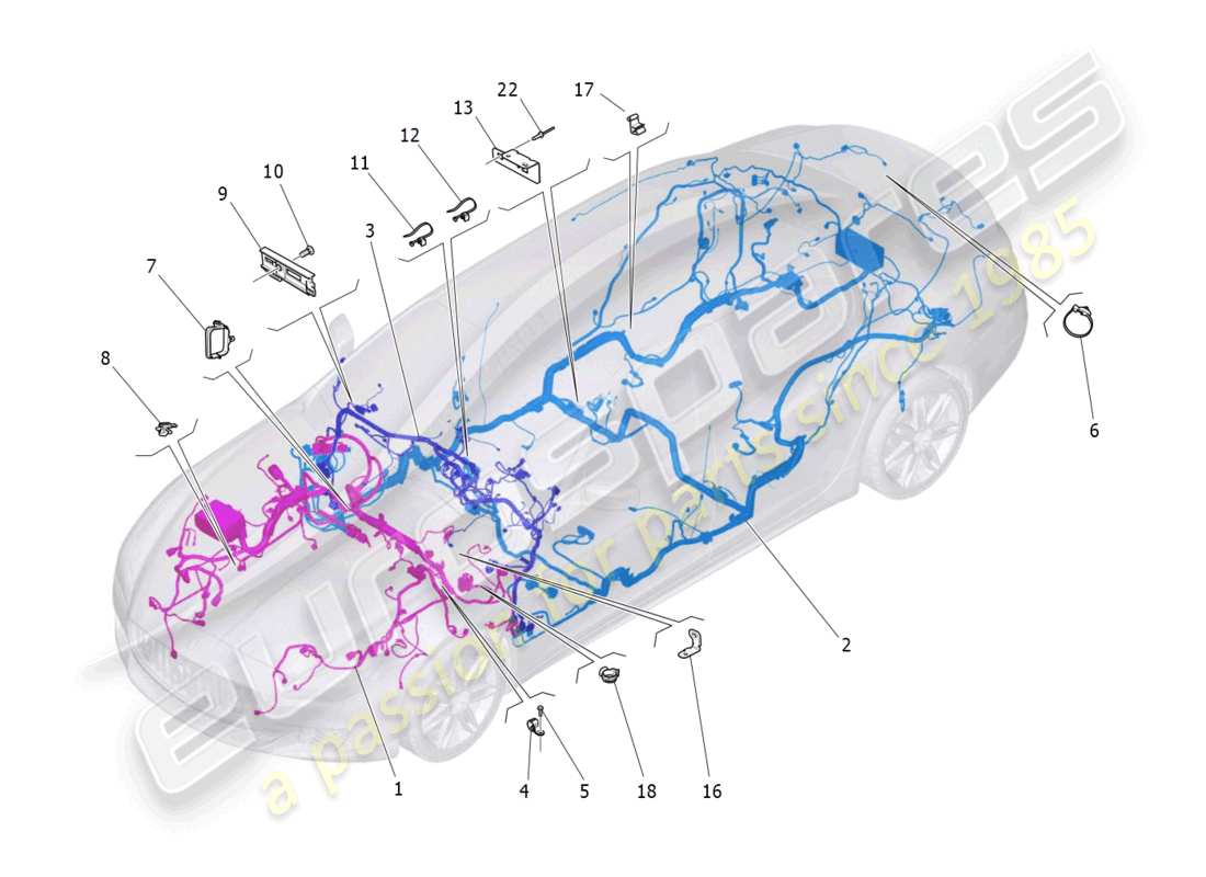 maserati quattroporte (2018) hauptverkabelung teilediagramm