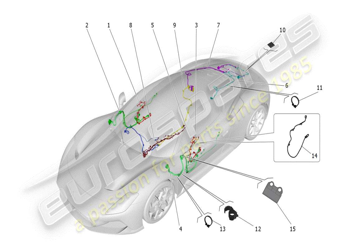 maserati mc20 (2024) hauptverkabelung teilediagramm