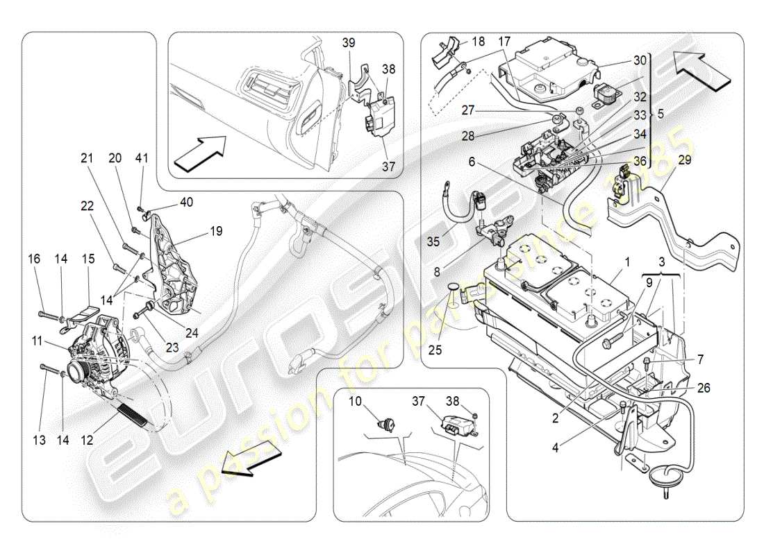 maserati ghibli (2019) energiegeneration und -speicherung teilediagramm