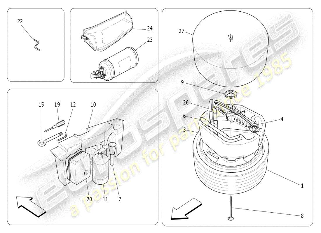 maserati ghibli (2021) standardmässig mitgeliefertes teilediagramm