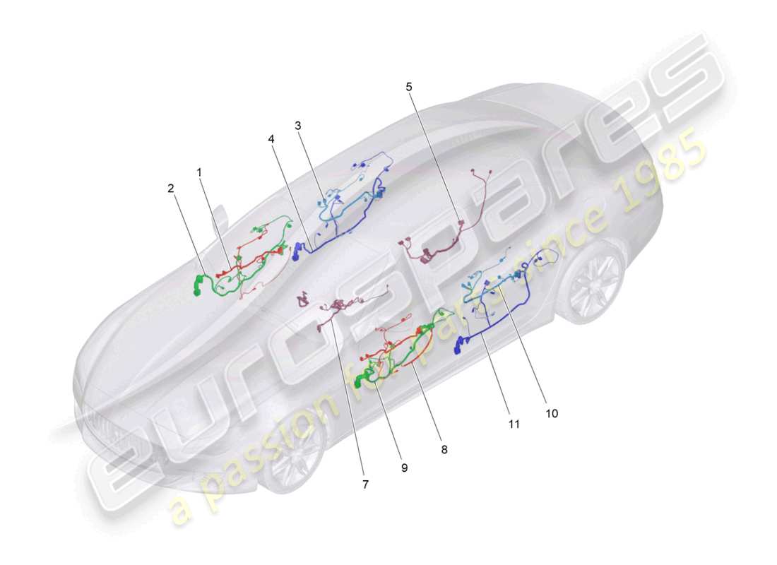 maserati quattroporte (2018) hauptverkabelung teilediagramm