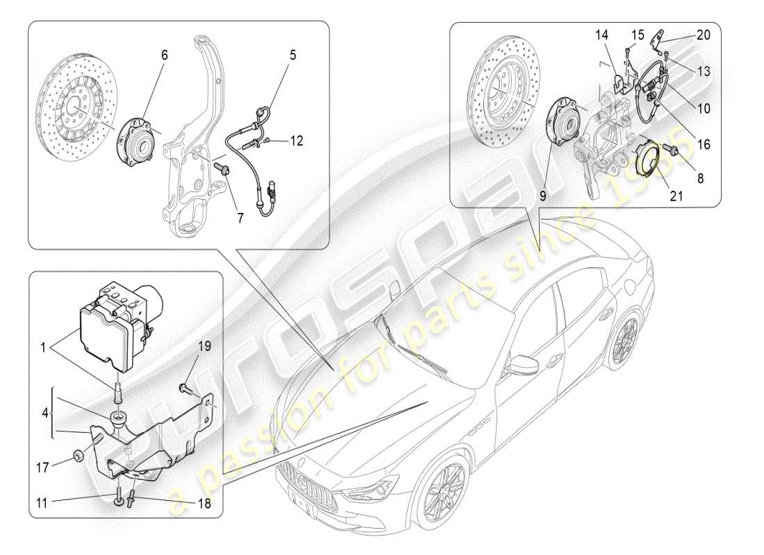 maserati ghibli (2019) bremssteuersysteme teilediagramm