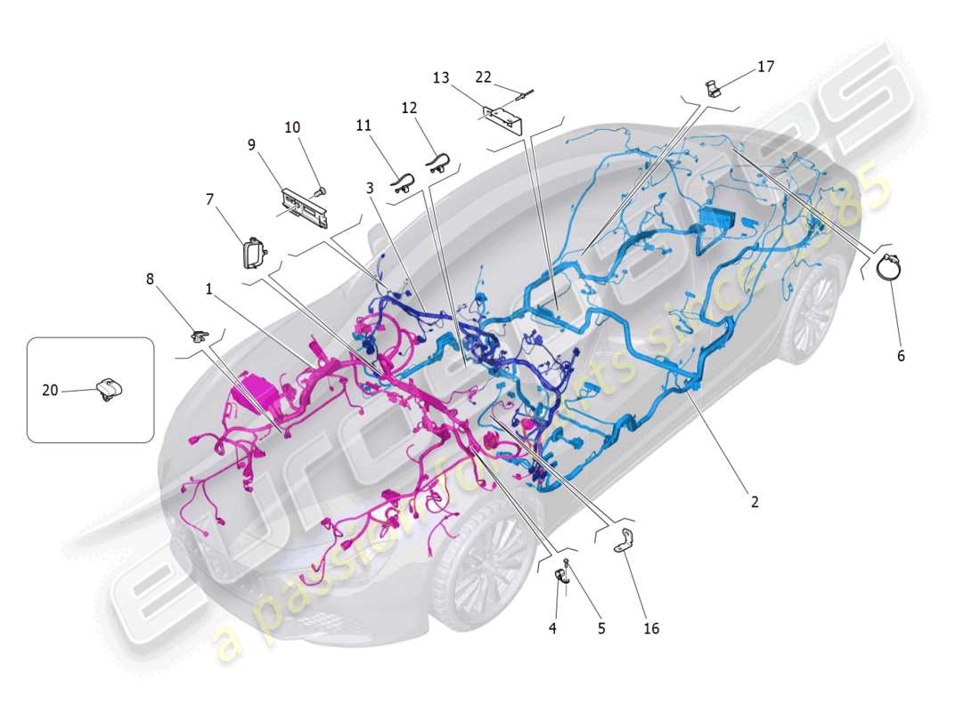 maserati ghibli fragment (2022) hauptverkabelung teilediagramm