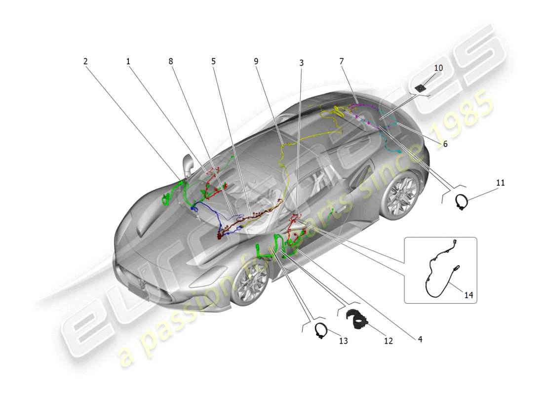 maserati mc20 cielo (2023) hauptverkabelung teilediagramm