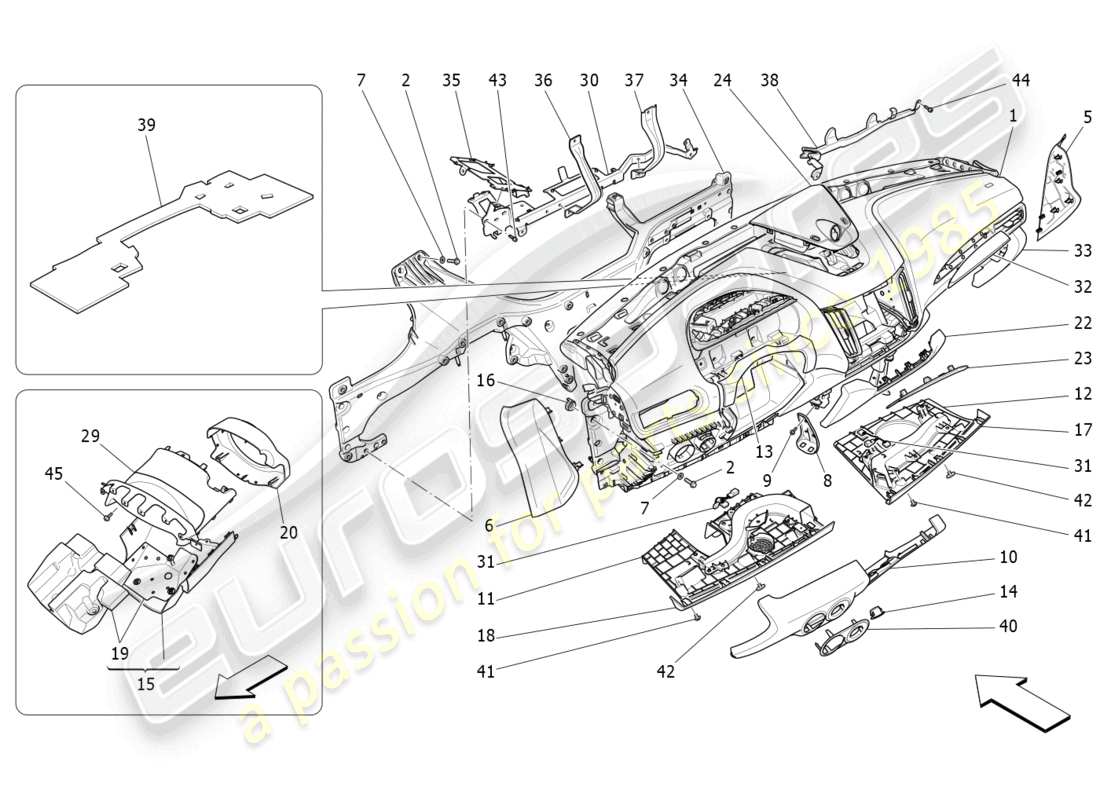 maserati levante (2017) armaturenbretteinheit teilediagramm