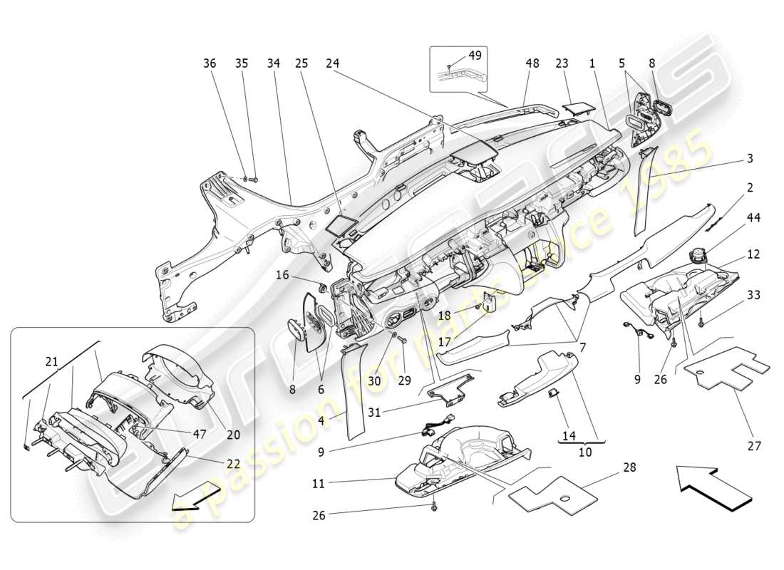 maserati quattroporte (2018) dashboard unit ersatzteildiagramm