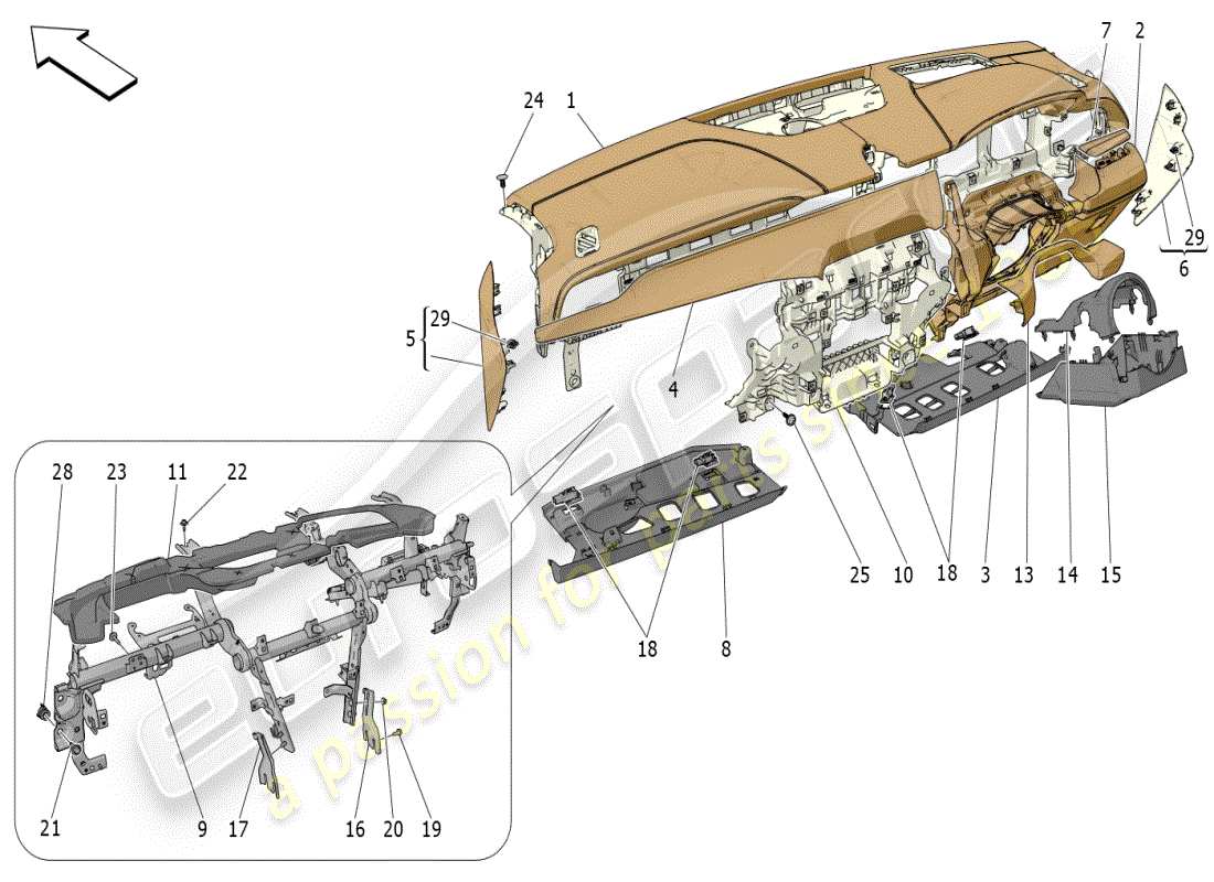 maserati grecale modena (2023) dashboard unit ersatzteildiagramm