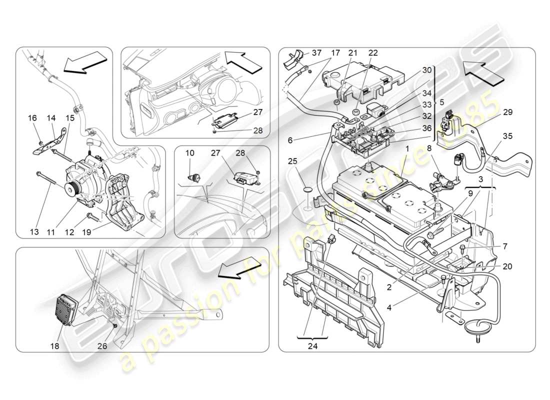 maserati quattroporte (2018) energiegeneration und -speicherung teilediagramm