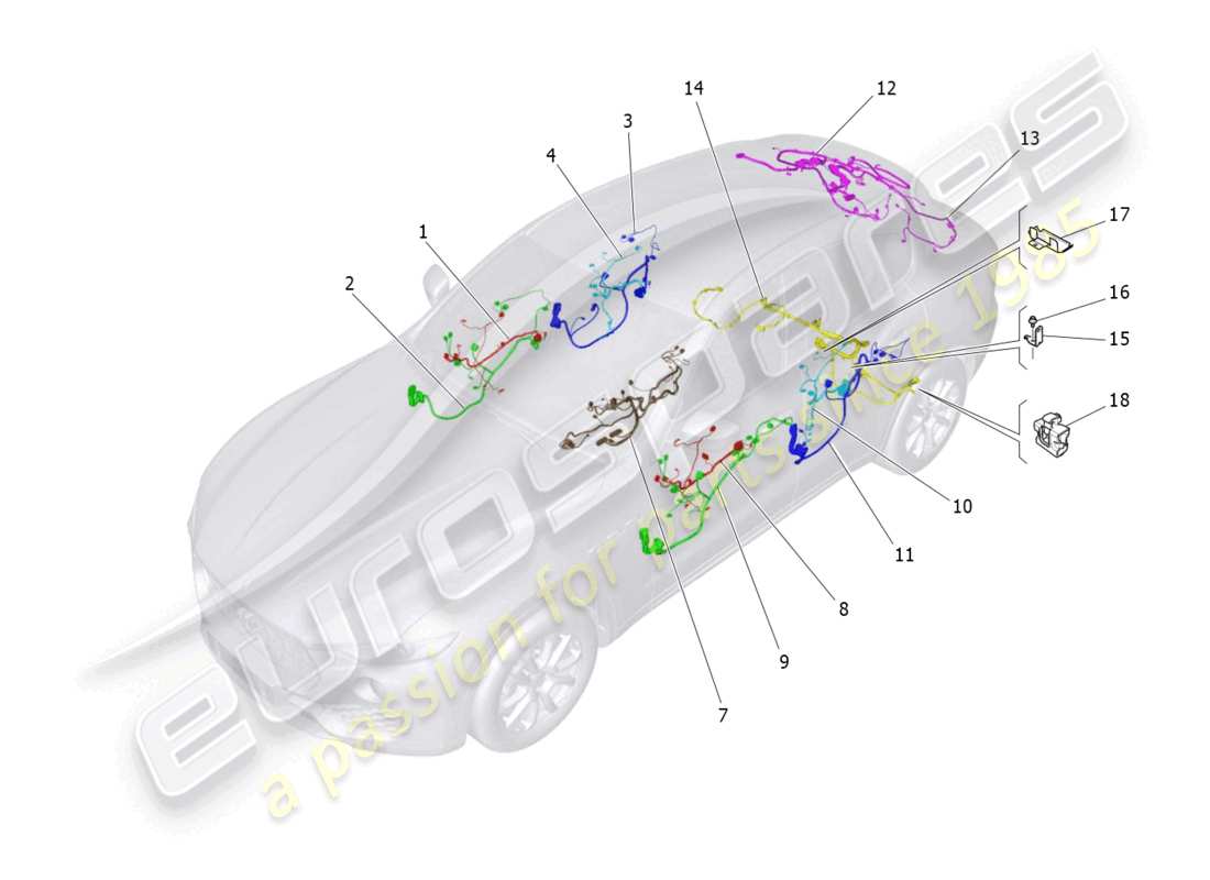 maserati levante trofeo (2020) hauptverkabelung teilediagramm