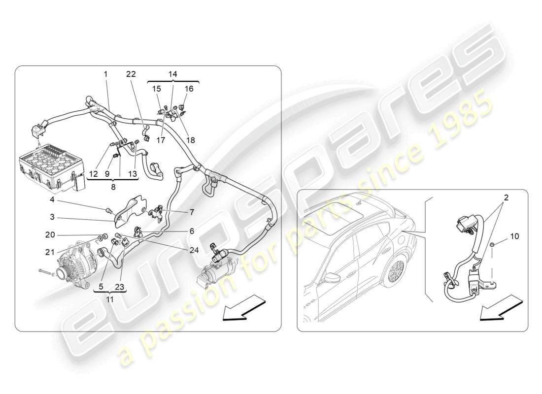 maserati levante (2017) hauptverkabelung teilediagramm