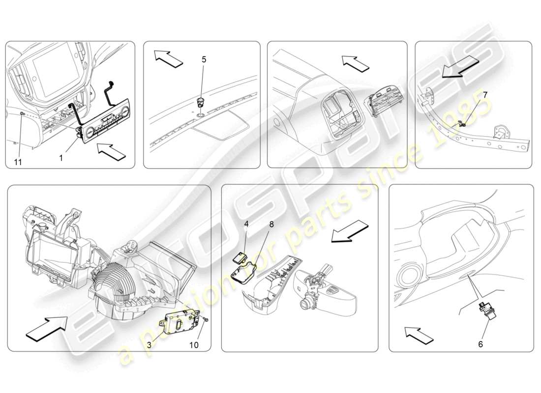 maserati ghibli (2016) klimaanlage: elektronische steuerung ersatzteildiagramm