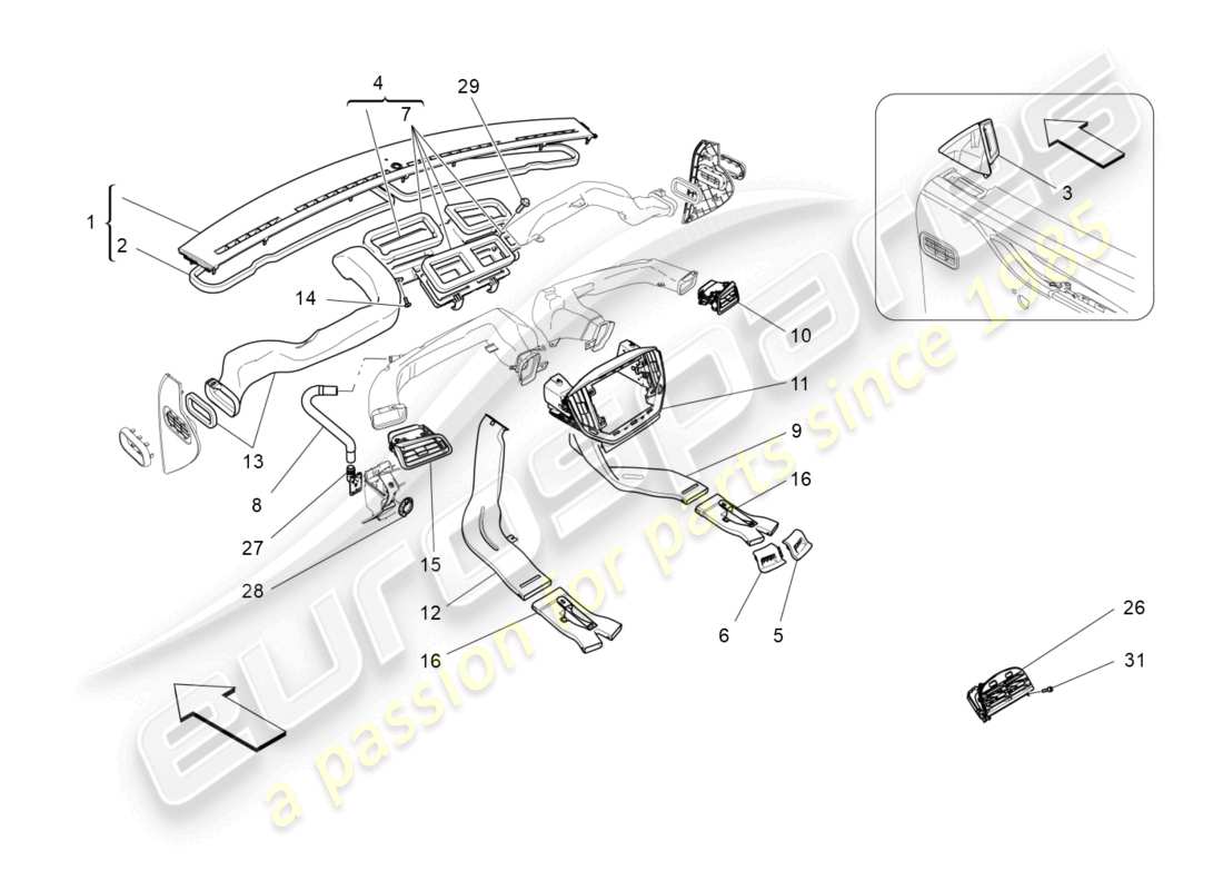 maserati ghibli (2015) klimaanlage: diffusion teilediagramm