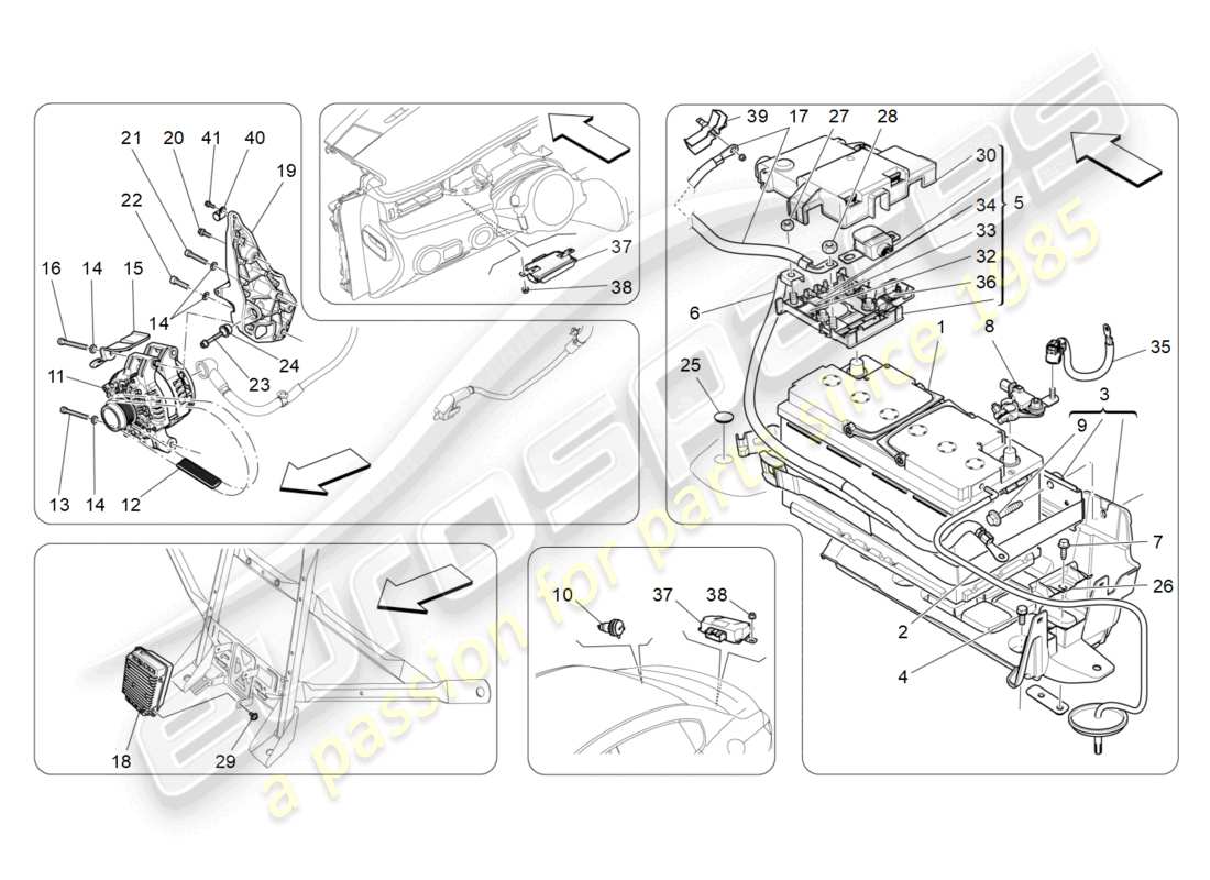 maserati quattroporte (2018) energiegeneration und -speicherung teilediagramm