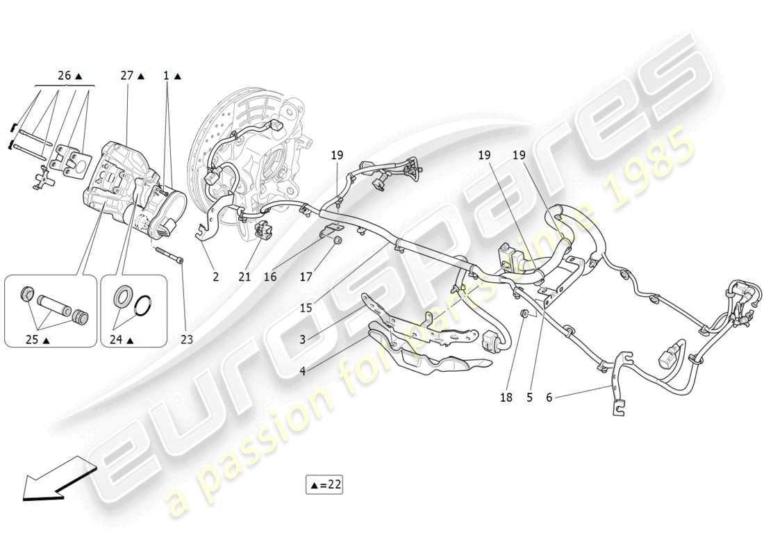 maserati quattroporte (2018) parkbremse ersatzteildiagramm