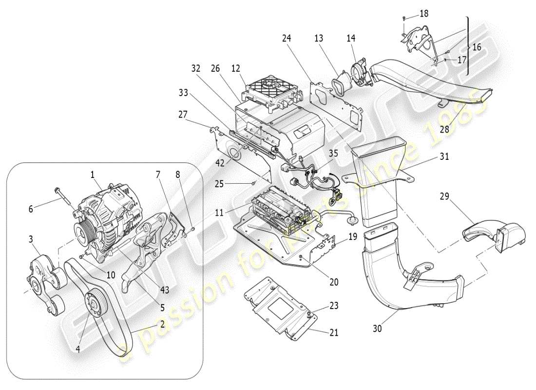 maserati ghibli (2021) energiegeneration und -speicherung teilediagramm