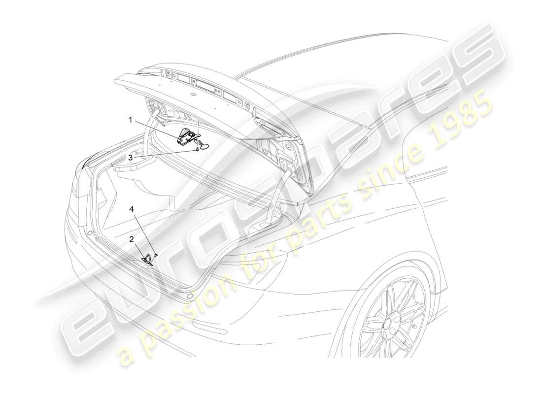 maserati ghibli (2018) bedienelement für heckklappenöffnung, teilediagramm