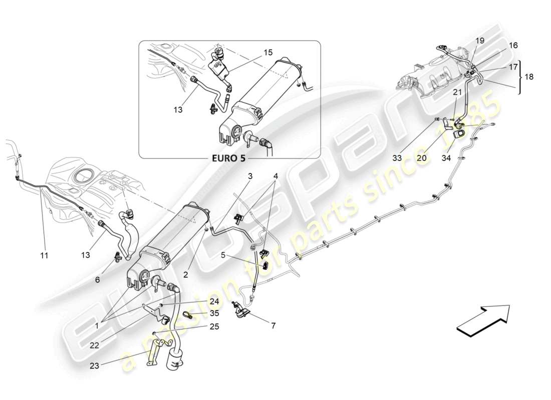 maserati ghibli (2016) kraftstoffdampf-rückführungssystem teilediagramm