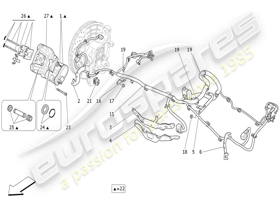 maserati ghibli (2021) parkbremse ersatzteildiagramm