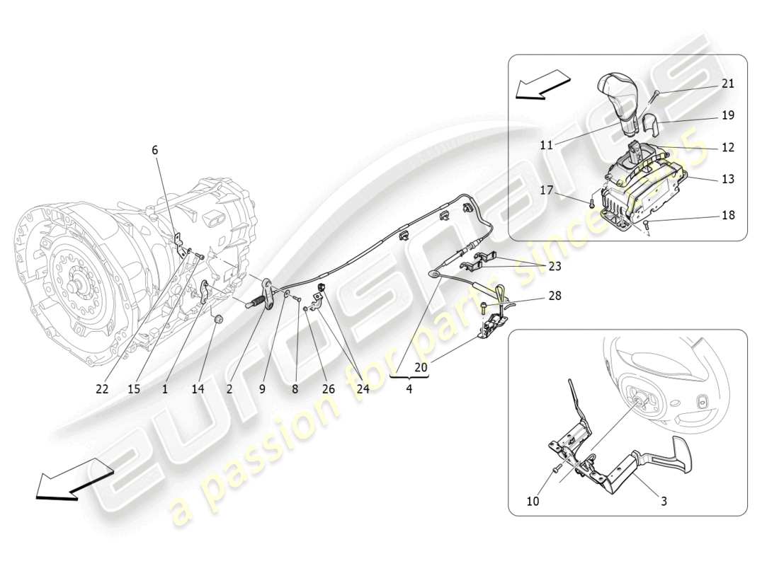 maserati levante (2017) fahrersteuerung für automatikgetriebe ersatzteildiagramm