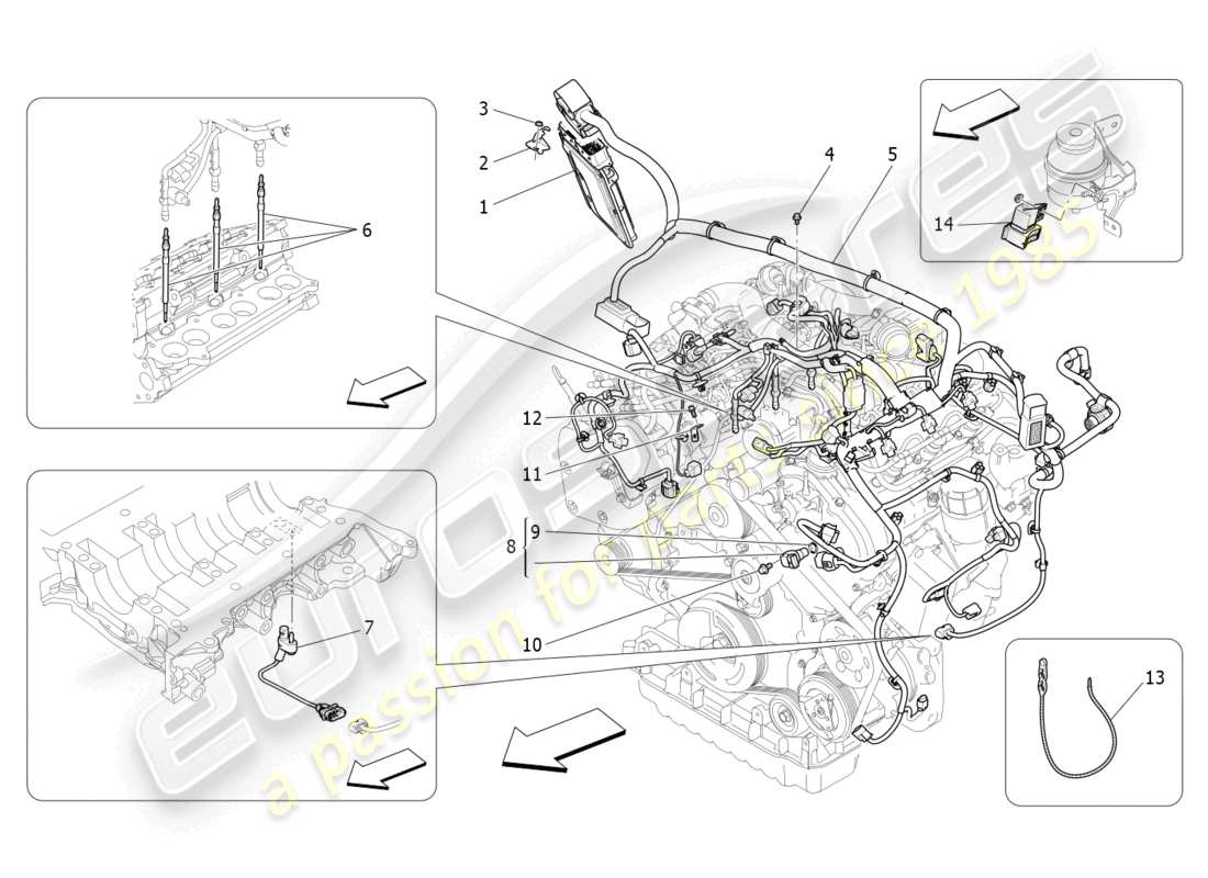 maserati ghibli (2016) elektronische steuerung: einspritz- und motorsteuerungssteuerung teilediagramm