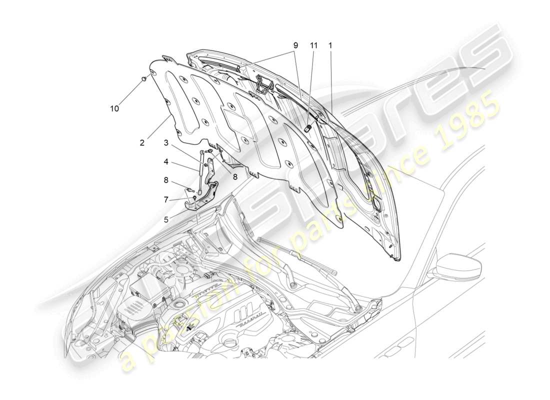 maserati ghibli (2017) vordere deckel teilediagramm