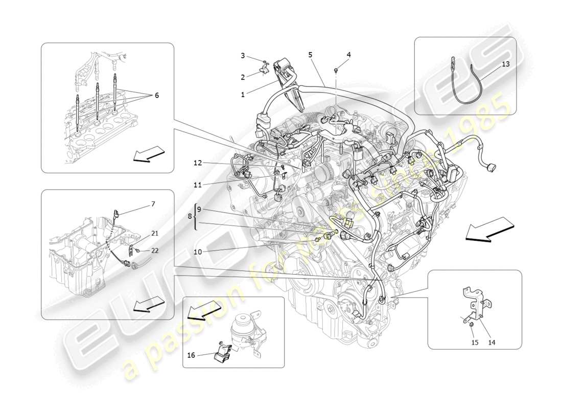 maserati levante (2017) elektronische steuerung: einspritz- und motorsteuerungssteuerung teilediagramm