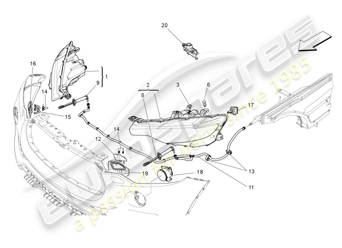 maserati levante (2017) scheinwerfergruppe ersatzteildiagramm