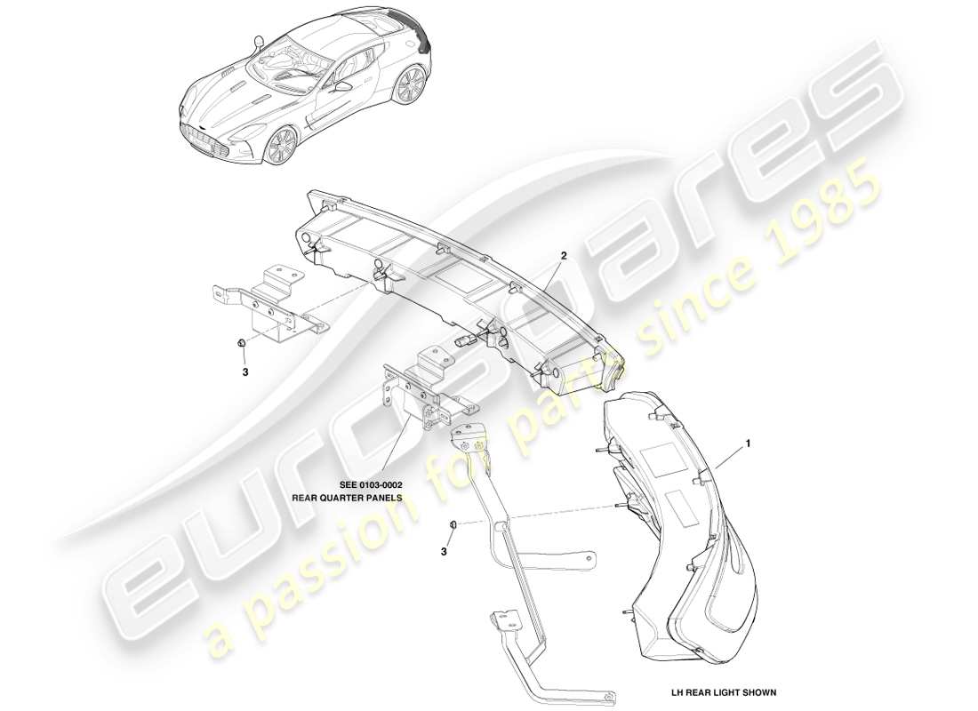 aston martin one-77 (2011) teilediagramm für rückleuchten