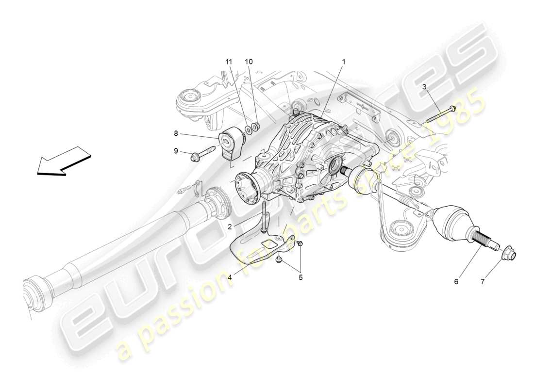 maserati ghibli (2016) differential- und hinterachswellen ersatzteildiagramm