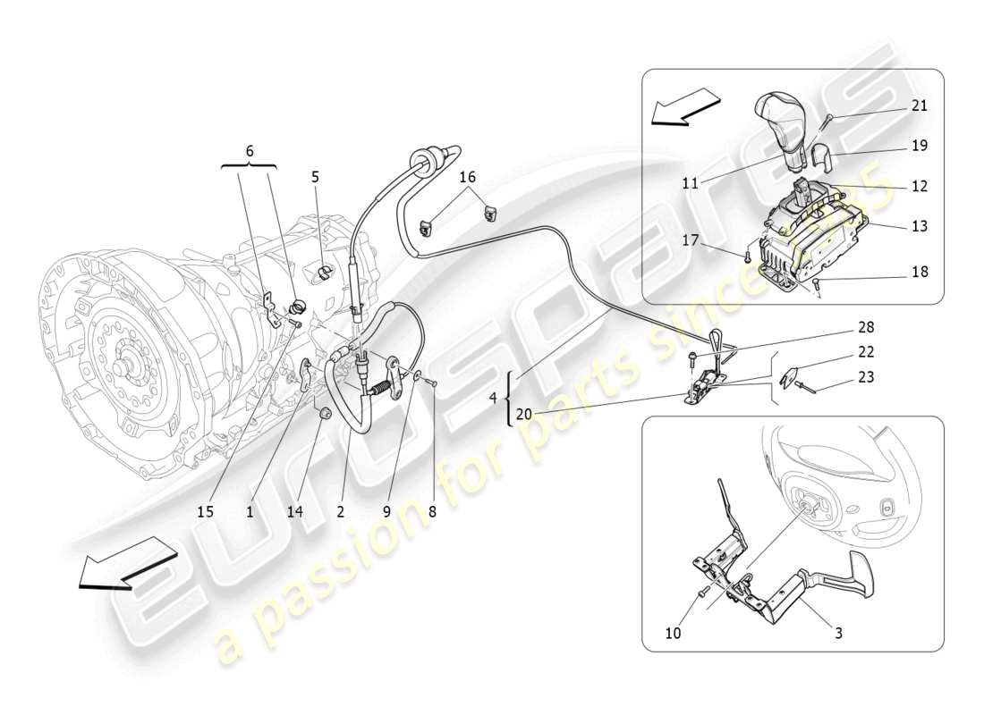 maserati ghibli (2016) fahrersteuerung für automatikgetriebe ersatzteildiagramm