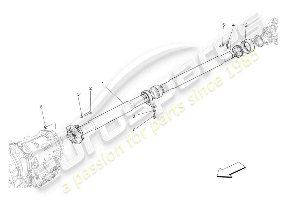 maserati quattroporte (2018) getriebewelle teilediagramm