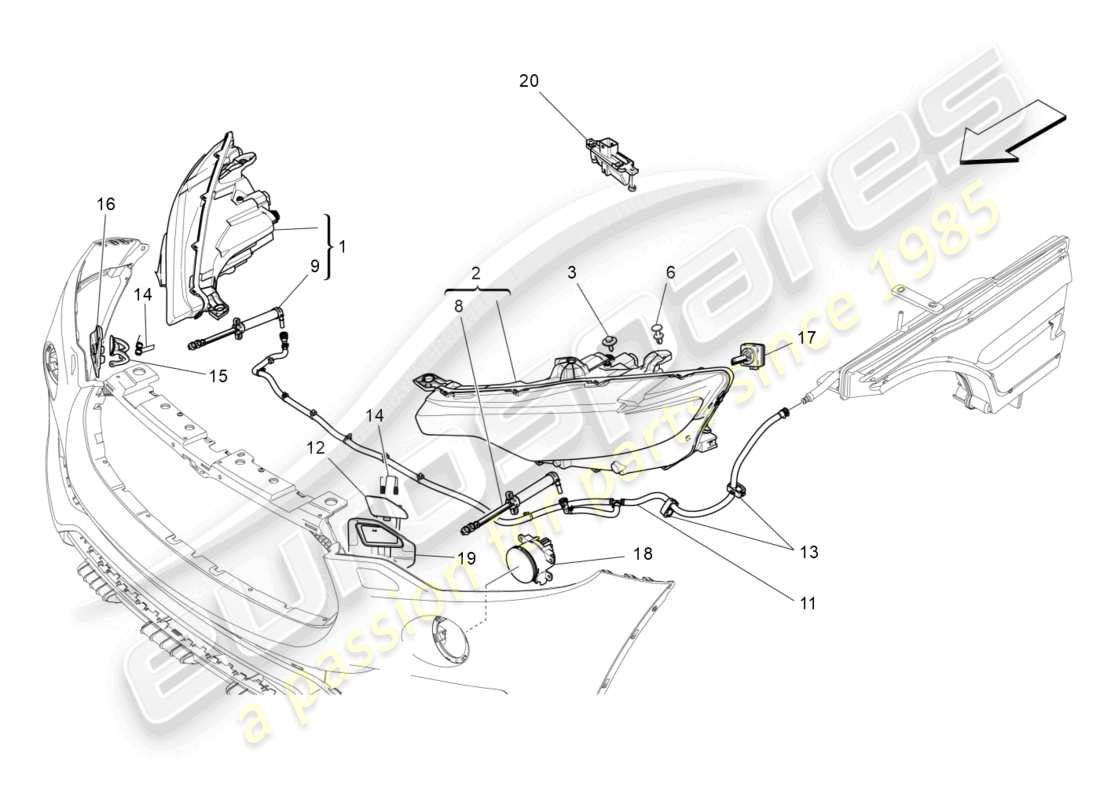 maserati levante (2020) scheinwerfergruppe ersatzteildiagramm