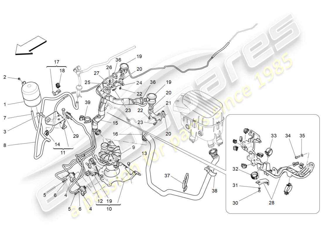 maserati levante modena s (2022) zusatzluftsystem teilediagramm