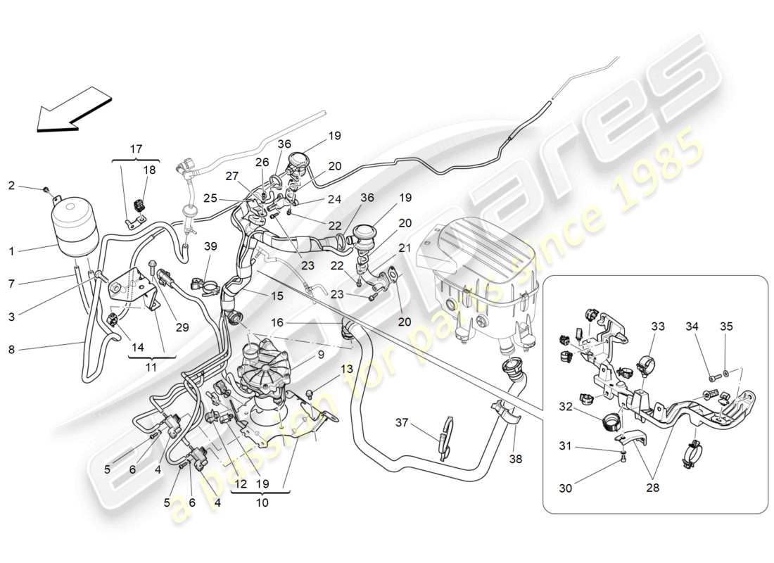 maserati levante gts (2020) zusatzluftsystem teilediagramm