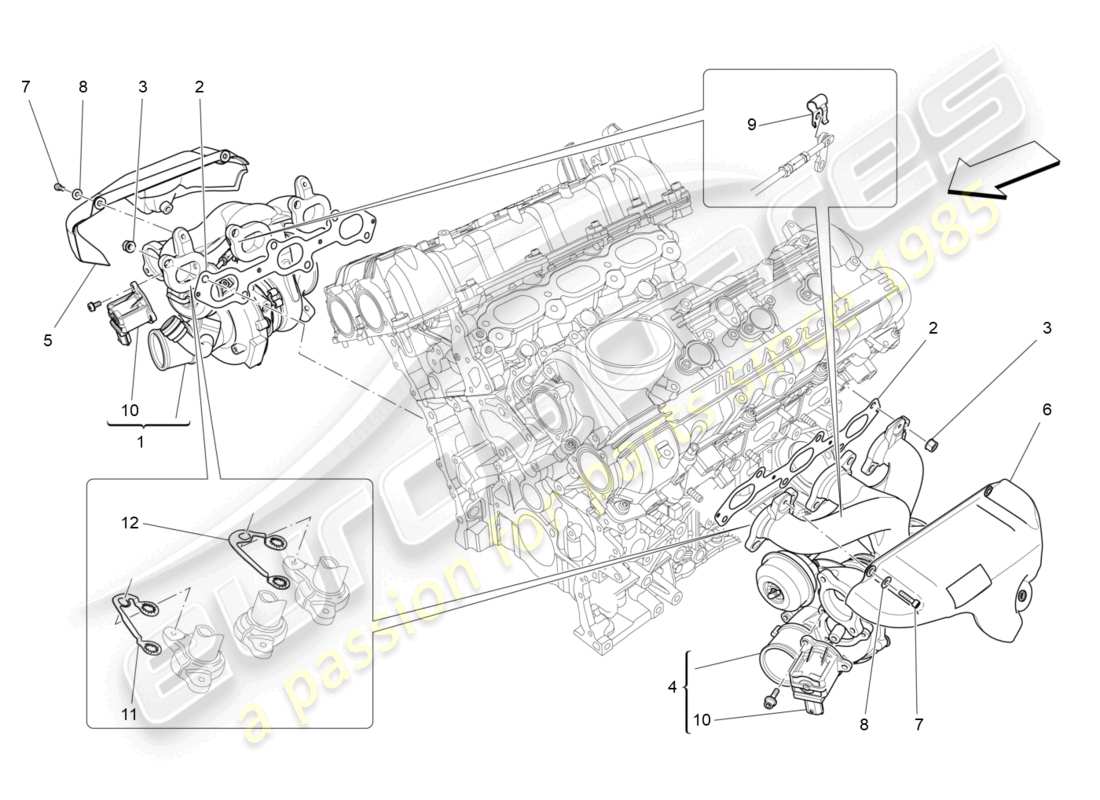 maserati levante modena (2022) turboladersystem: ausrüstung teilediagramm