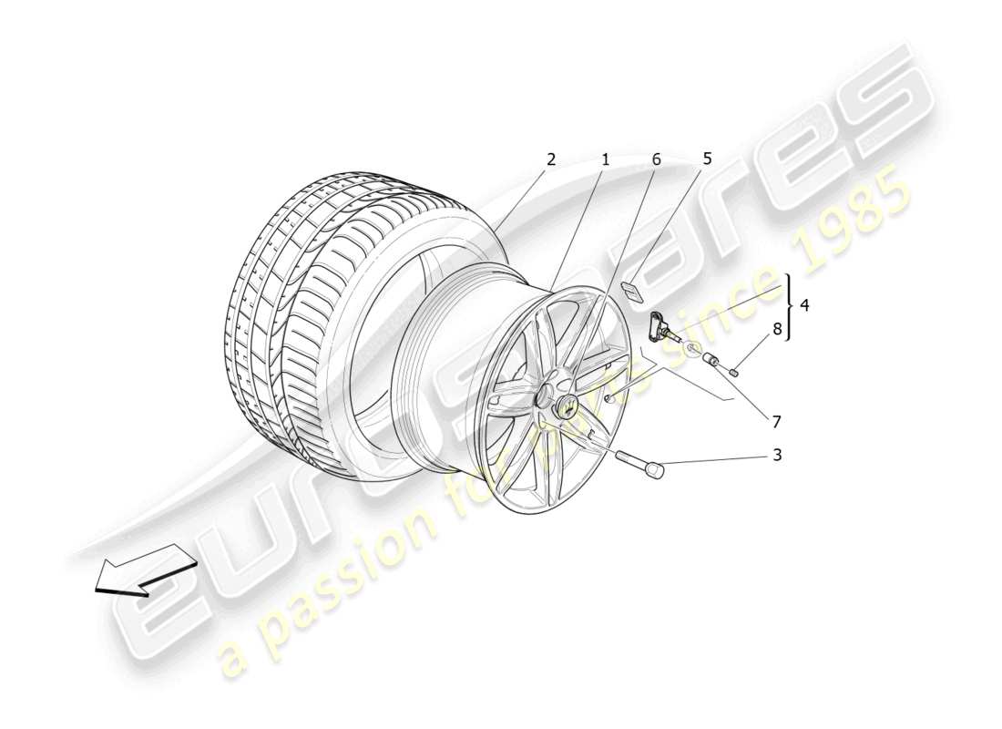 maserati ghibli fragment (2022) räder und reifen teilediagramm