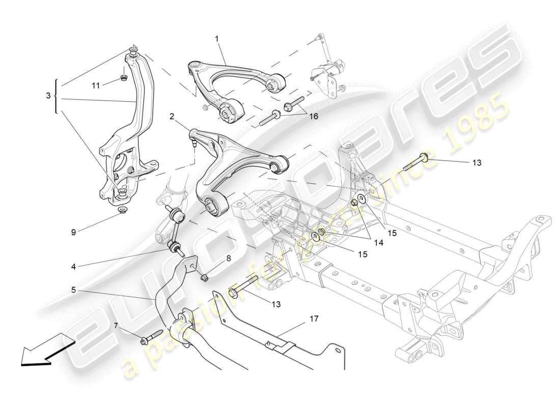 maserati levante (2020) vordere aufhängung teilediagramm