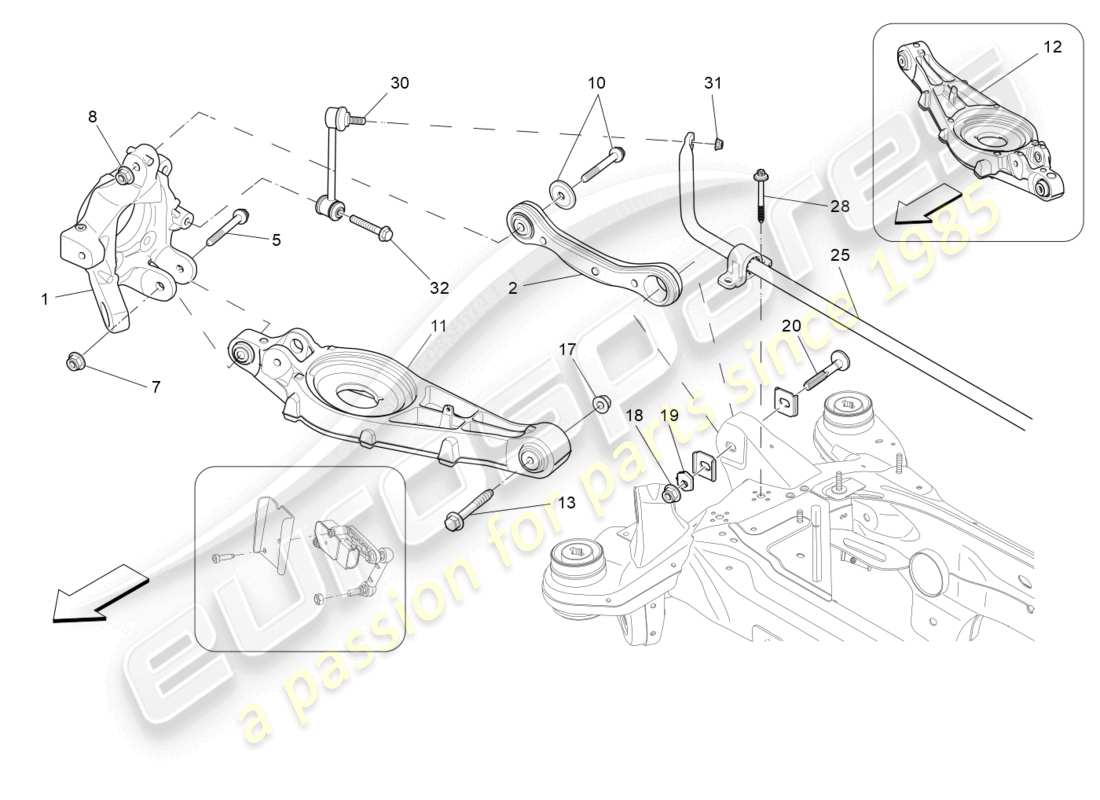 maserati levante (2020) hinterradaufhängung teilediagramm