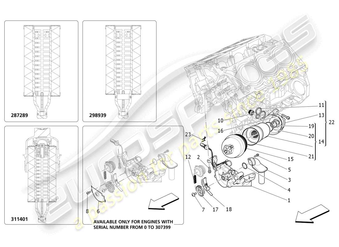 maserati ghibli (2016) schmiersystem: pumpe und filter teilediagramm