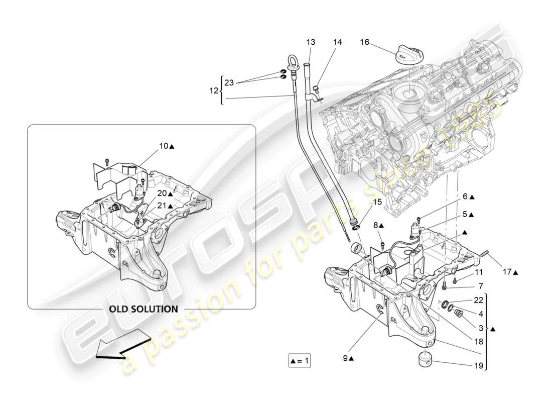 maserati ghibli (2016) schmiersystem: kreislauf und sammlung teilediagramm