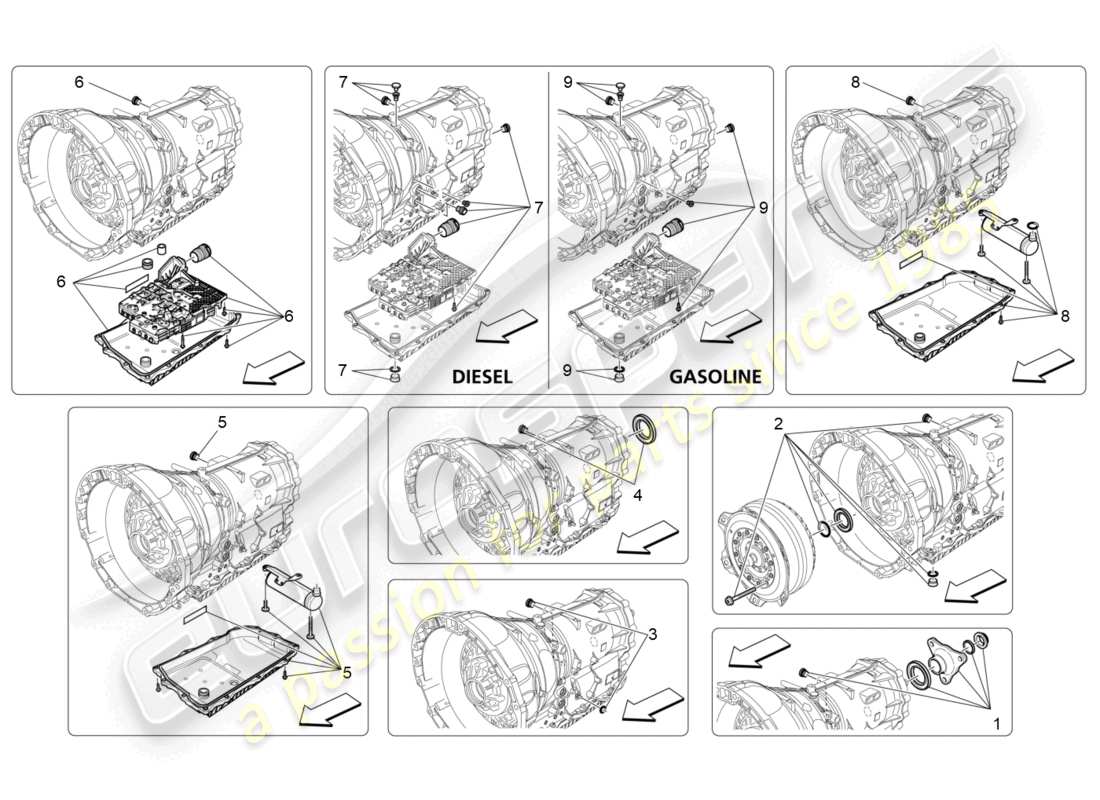 maserati ghibli (2016) getriebegehäuse ersatzteildiagramm