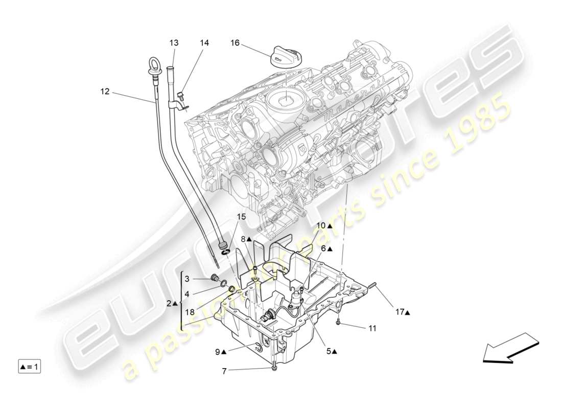 maserati ghibli (2017) schmiersystem: kreislauf und sammlung teilediagramm