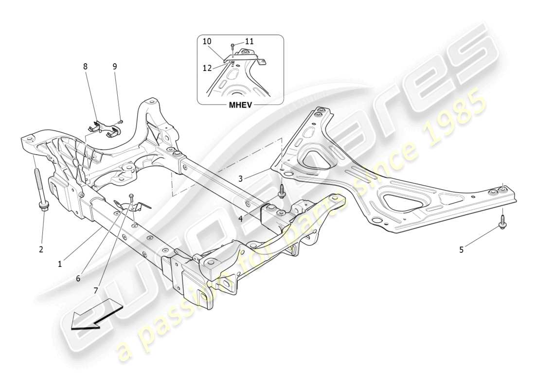 maserati ghibli (2017) vorderes untergestell teilediagramm